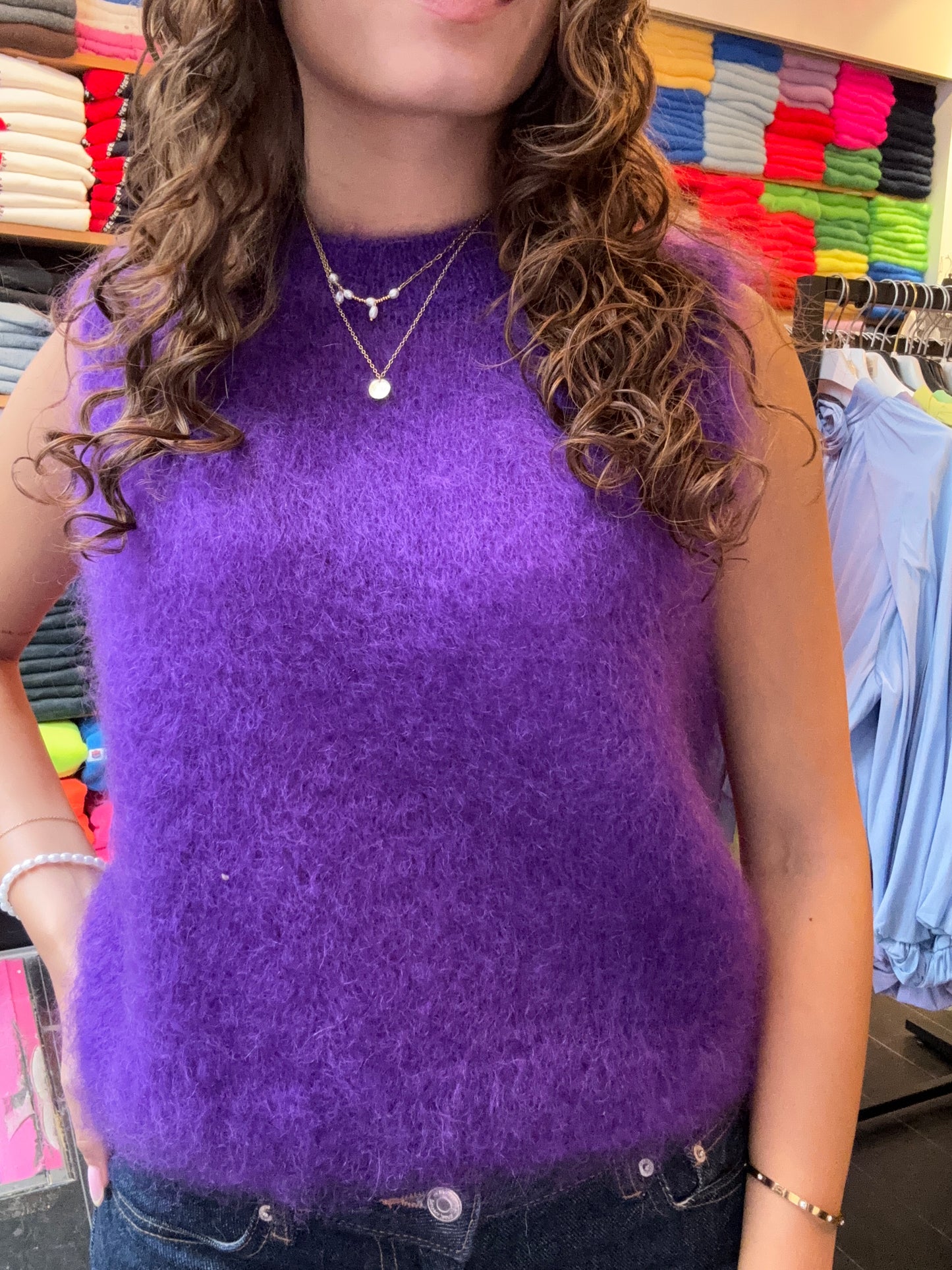 Mohair Debardeur met ronde hals