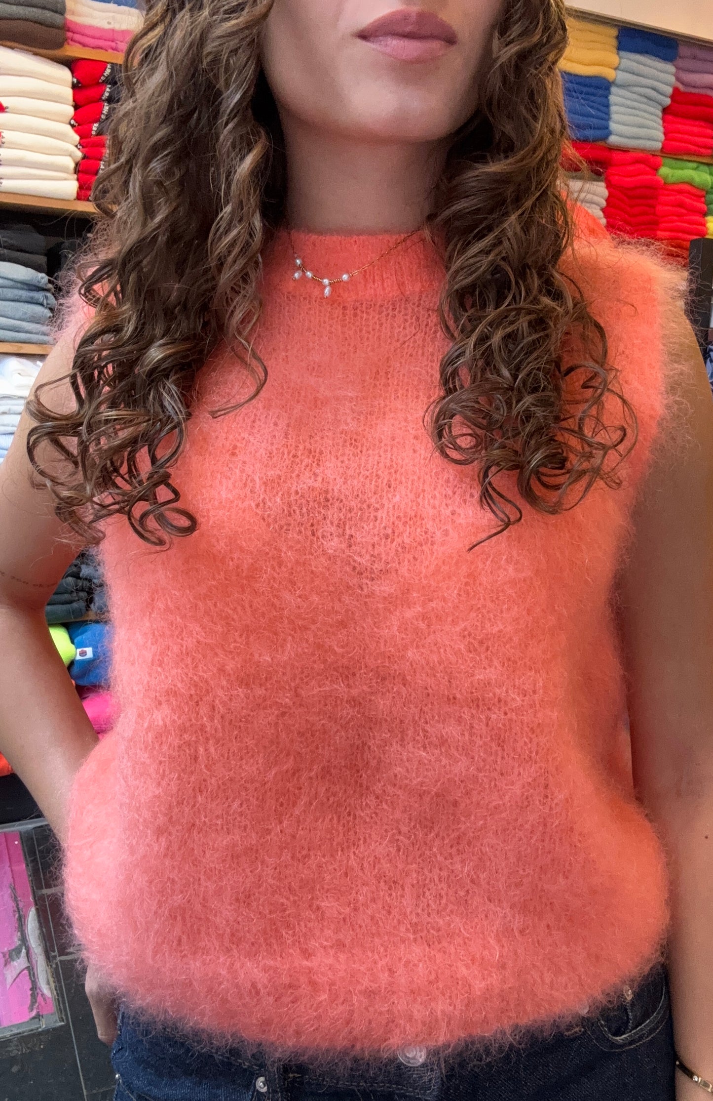 Mohair Debardeur met ronde hals