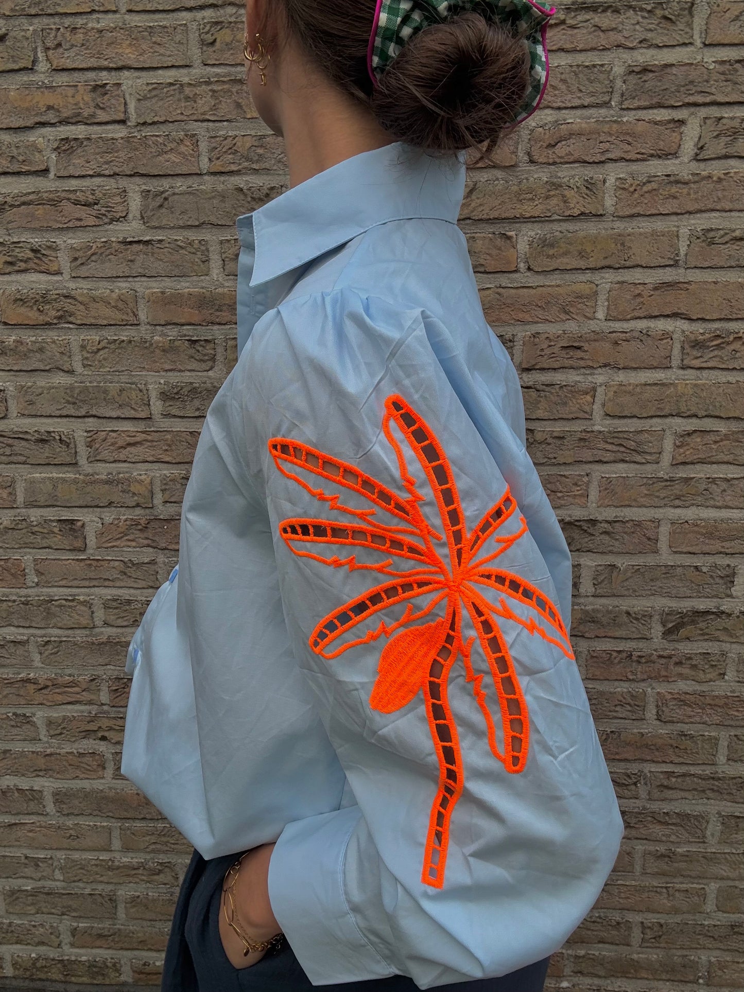 Long sleeve palm tree blouse