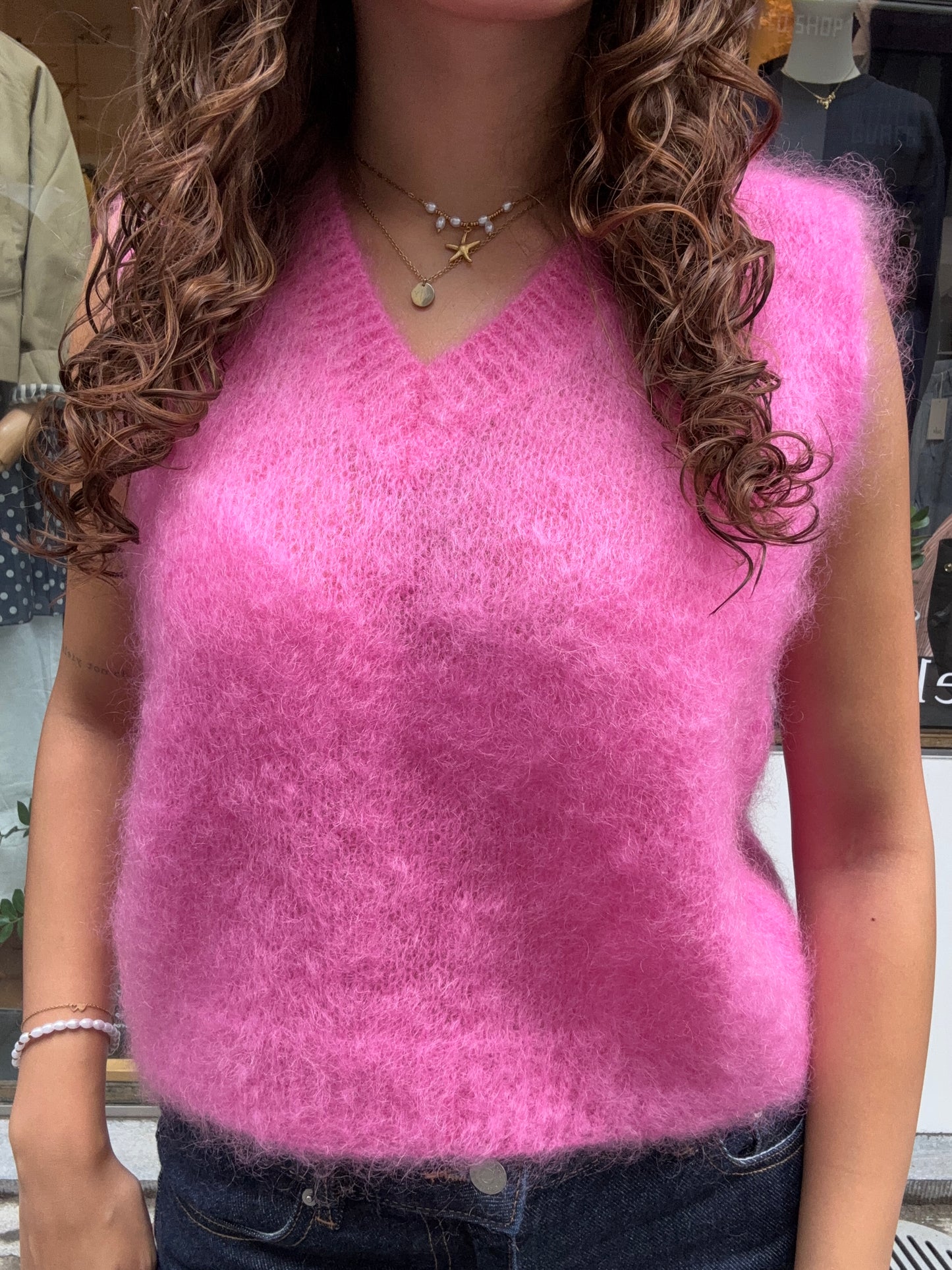 Mohair Debardeur met V hals