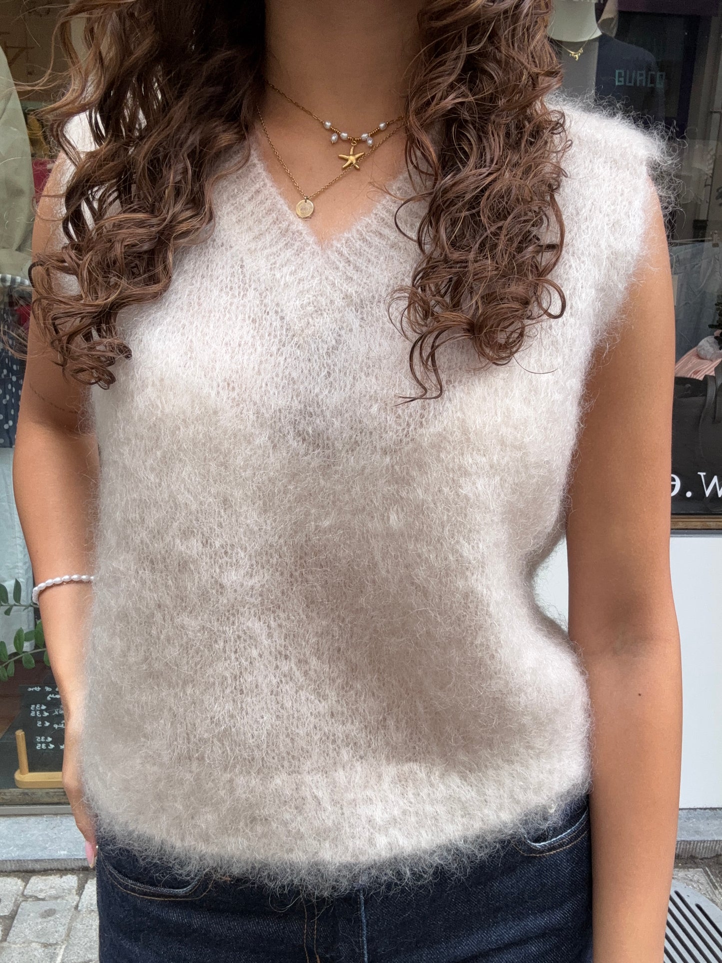 Mohair Debardeur met V hals