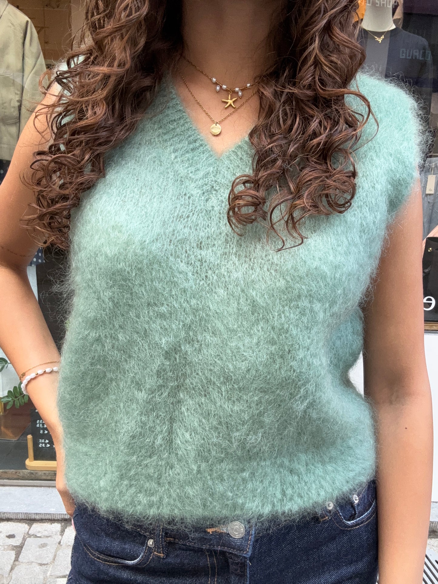 Mohair Debardeur met V hals