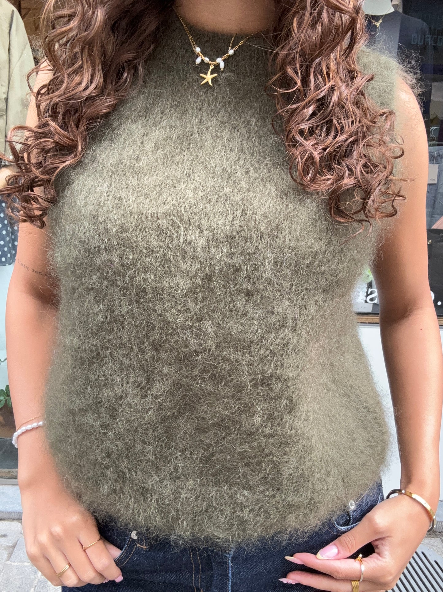 Mohair Debardeur met ronde hals
