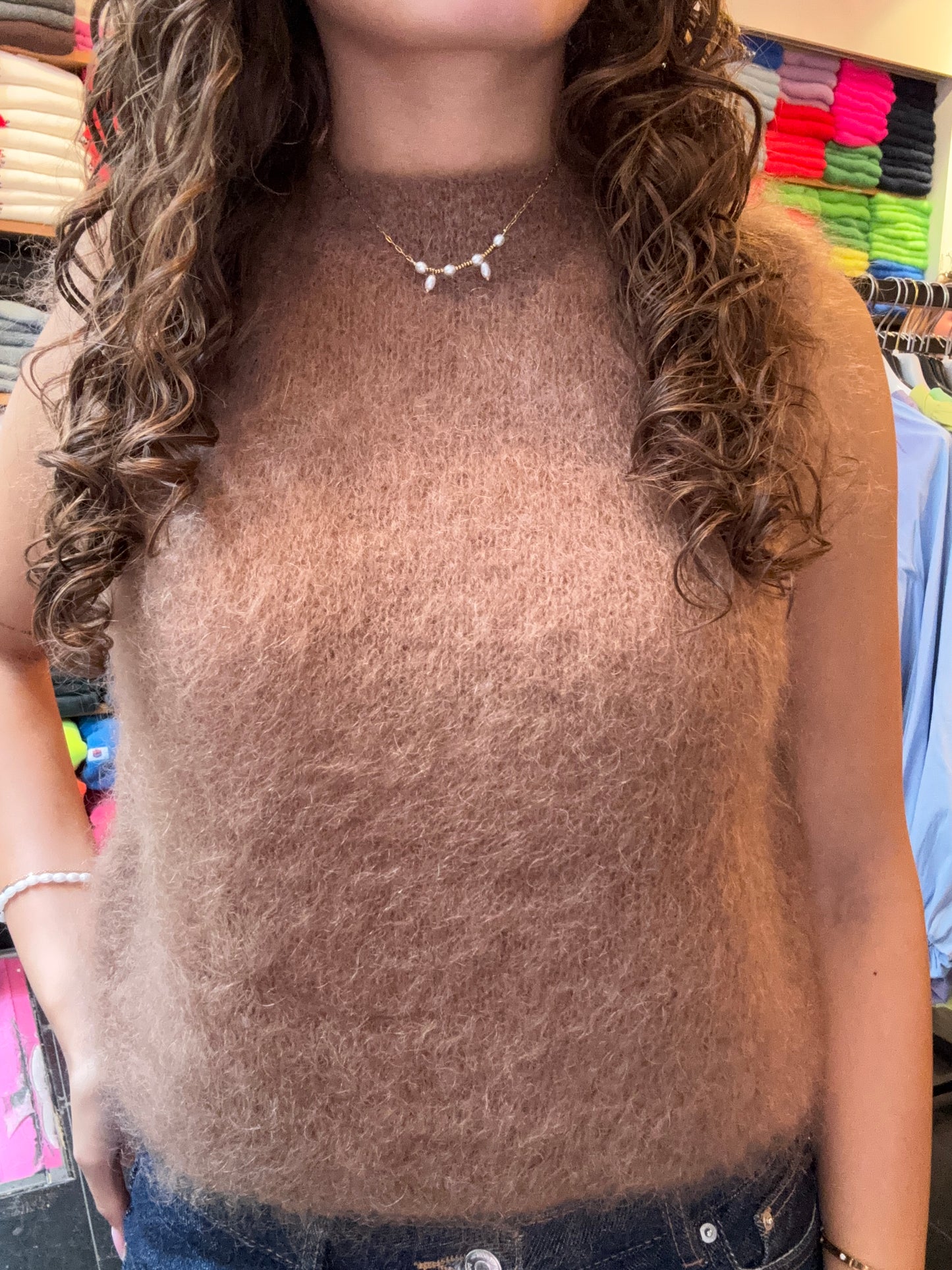 Mohair Debardeur met ronde hals
