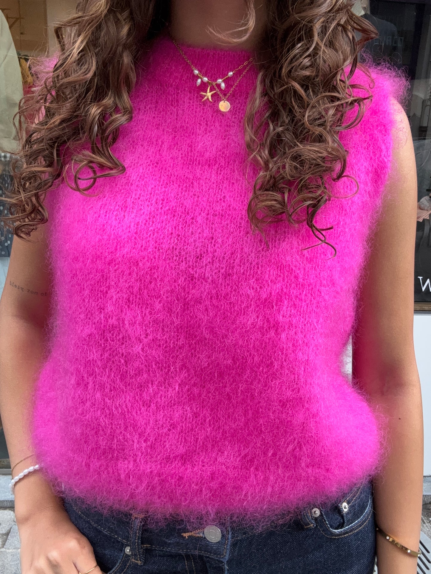 Mohair Debardeur met ronde hals