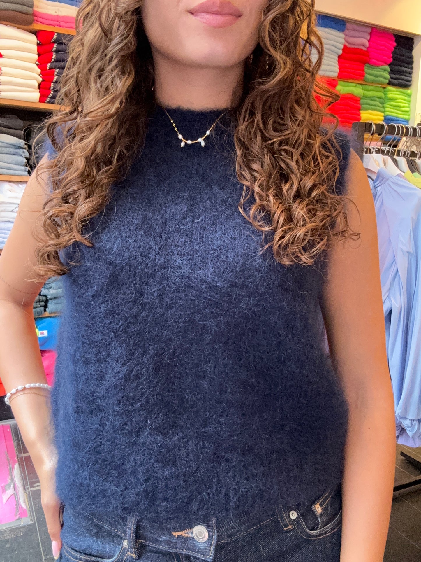 Mohair Debardeur met ronde hals