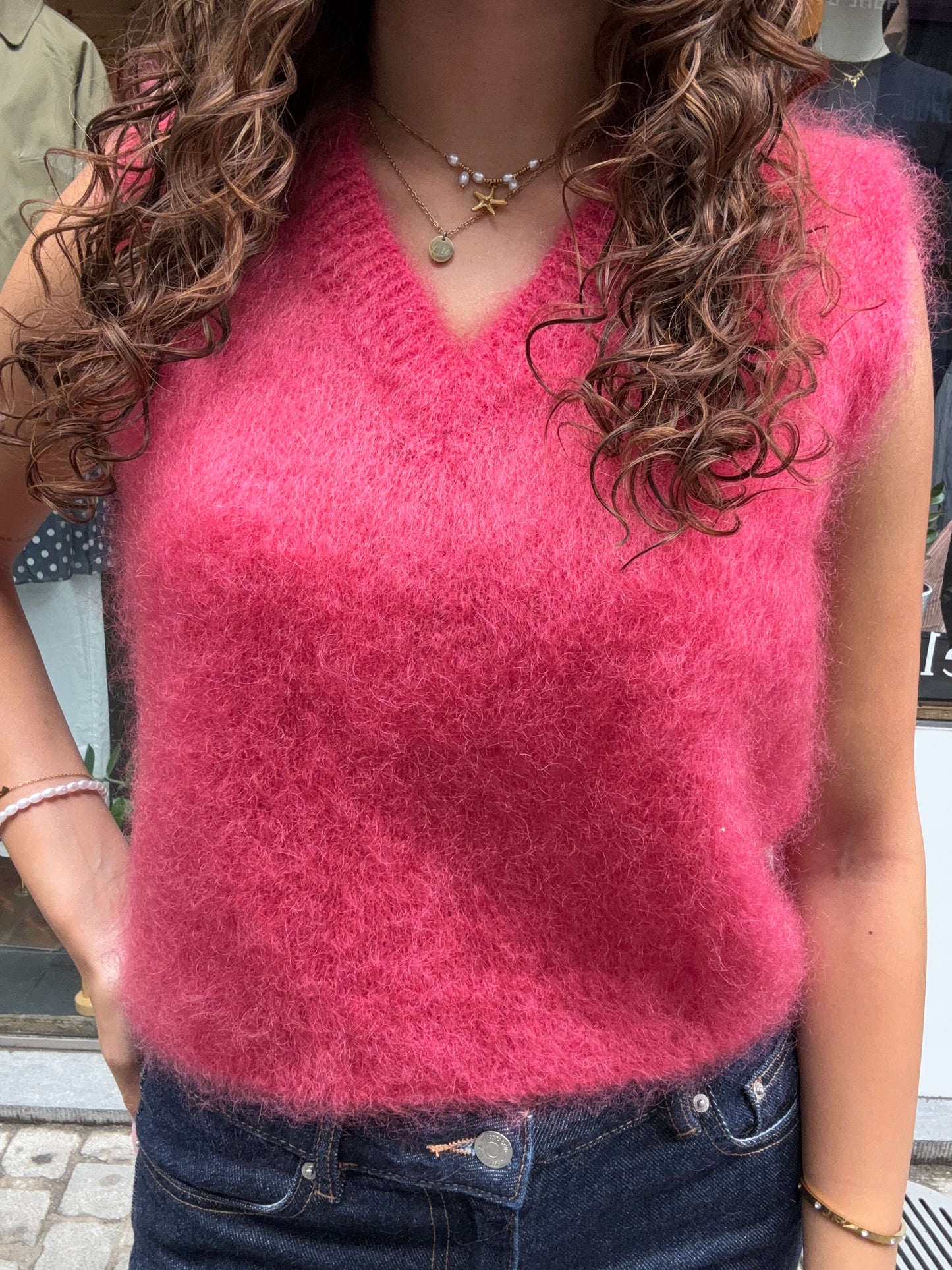 Mohair Debardeur met V hals