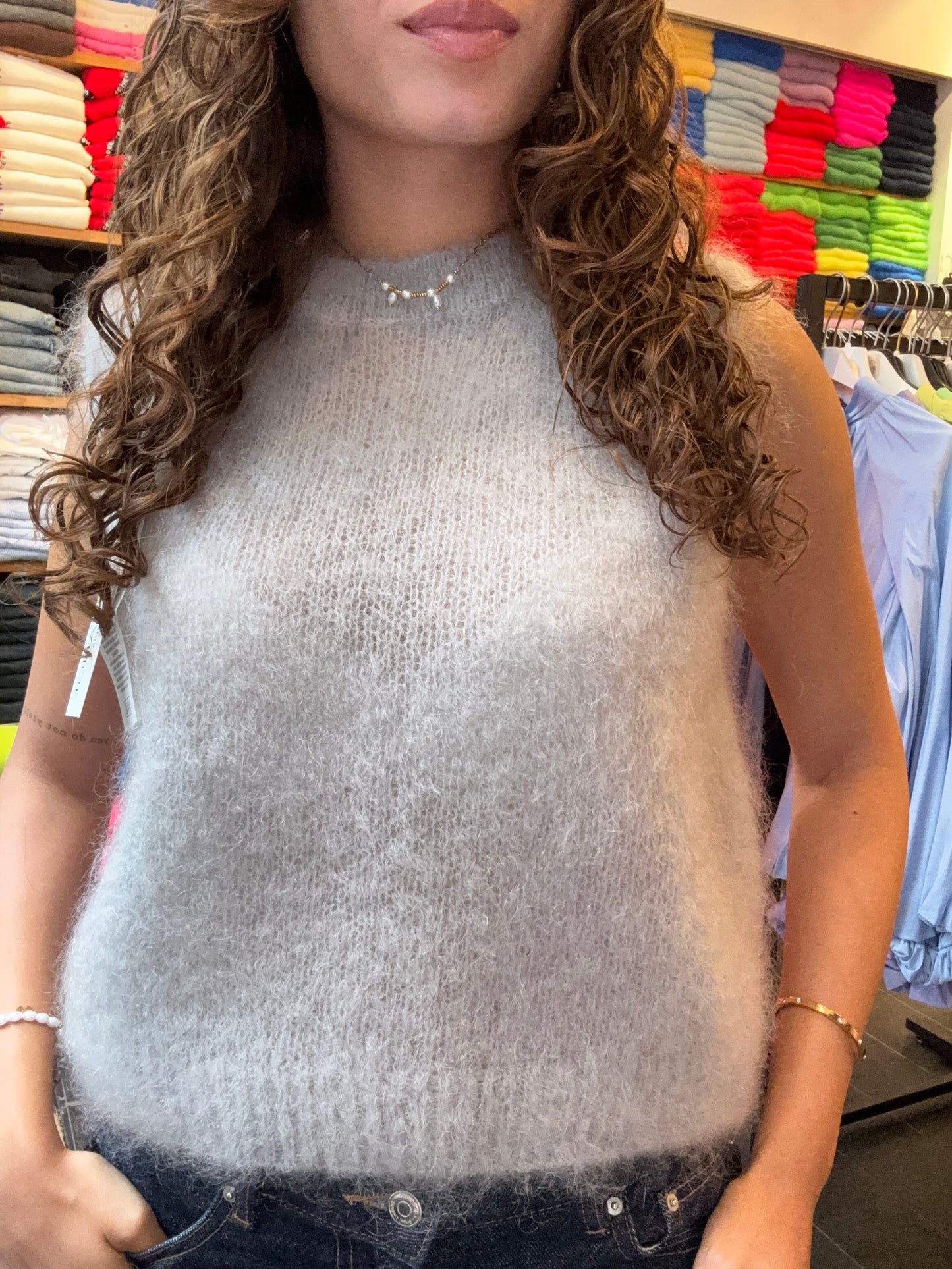 Mohair Debardeur met ronde hals
