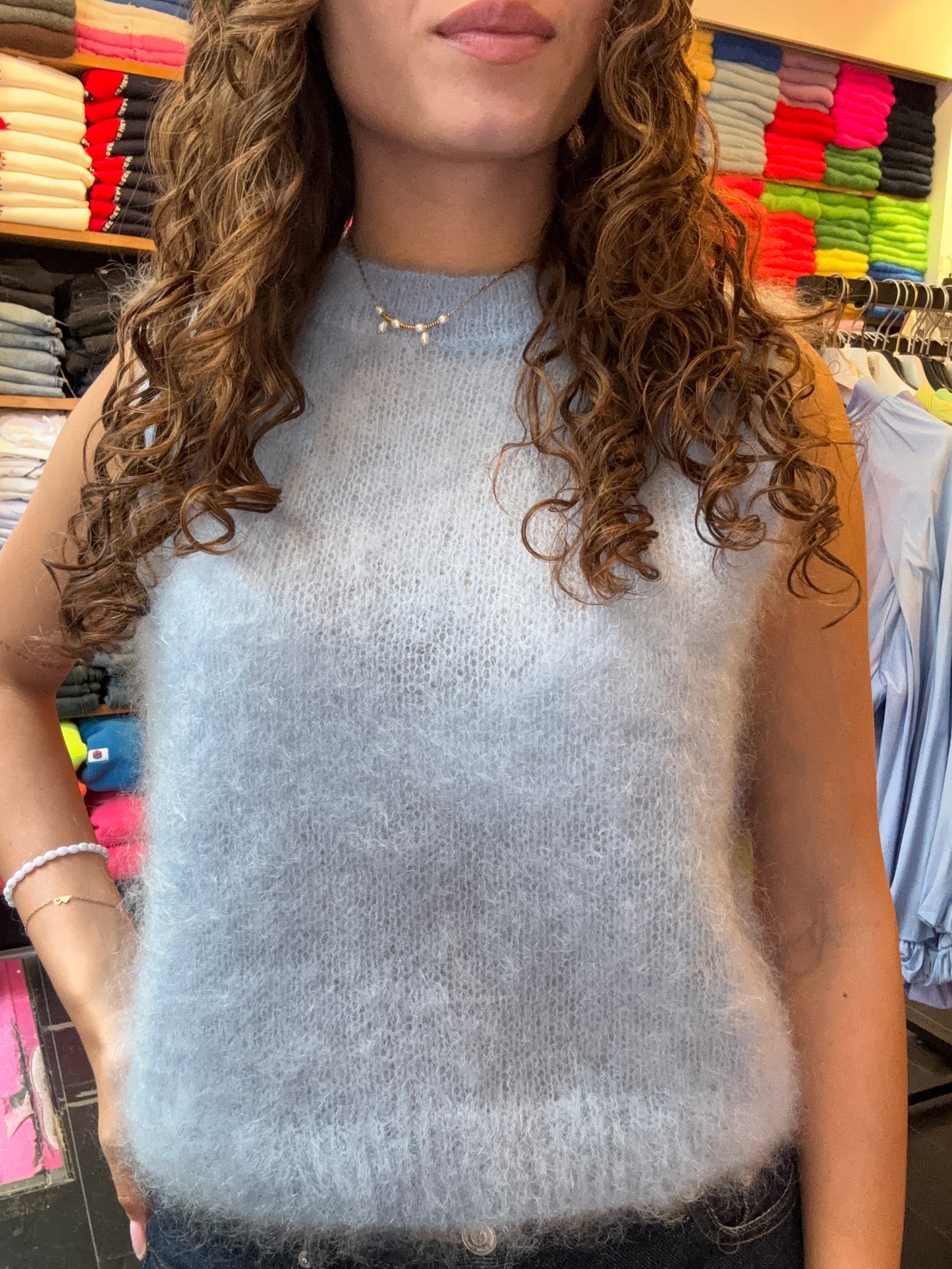 Mohair Debardeur met ronde hals