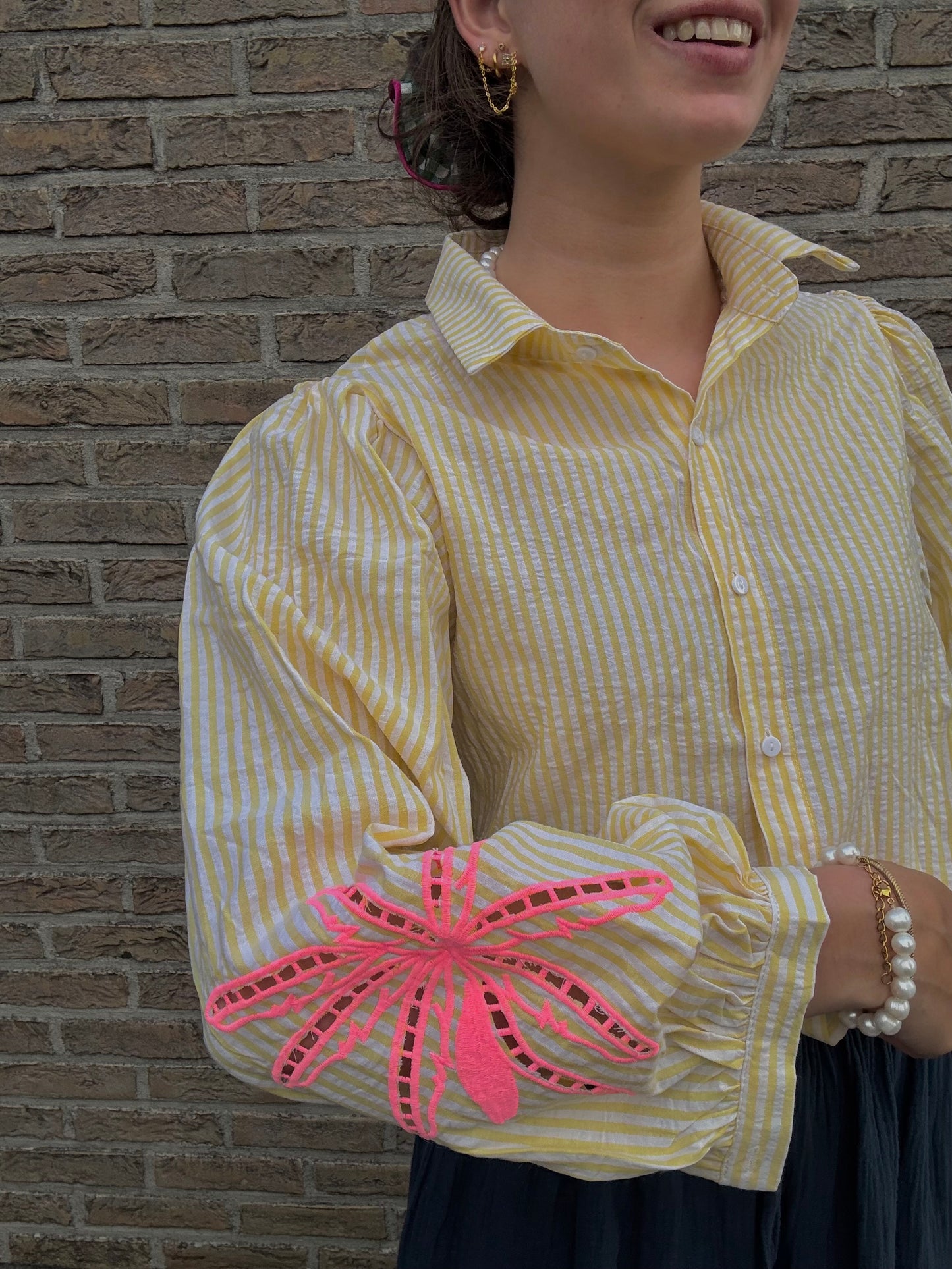 Long sleeve palm tree blouse