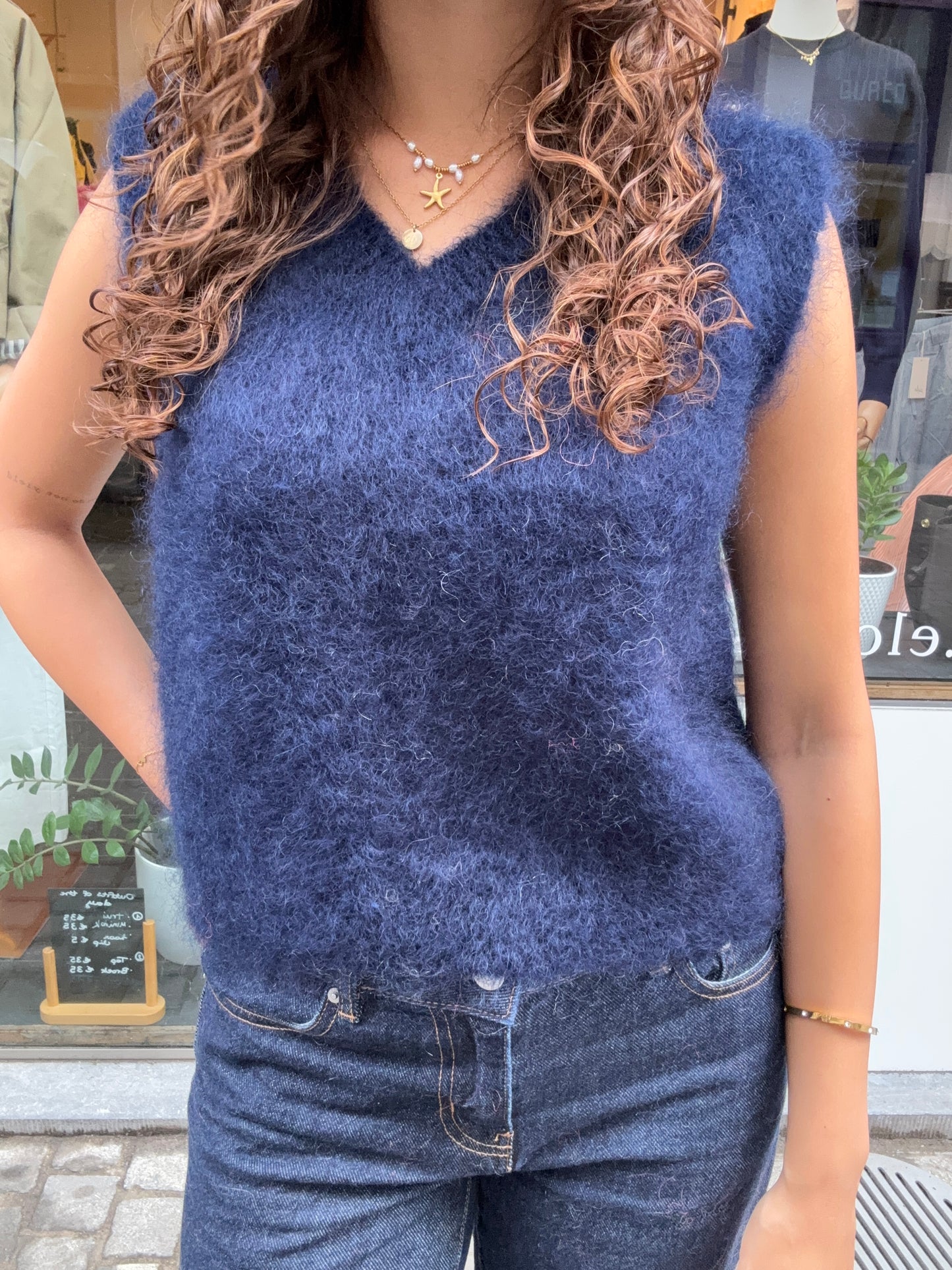 Mohair Debardeur met V hals