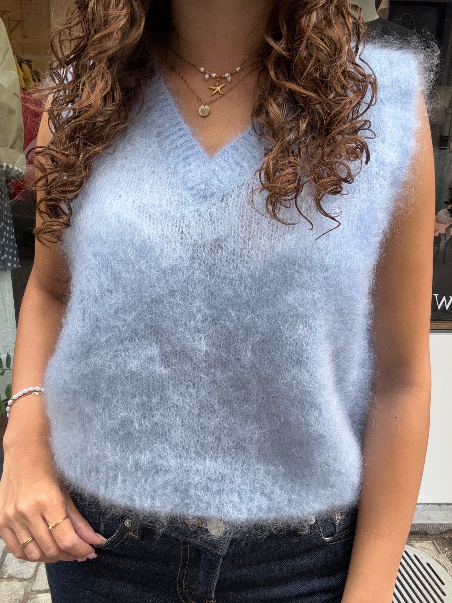 Mohair Debardeur met V hals