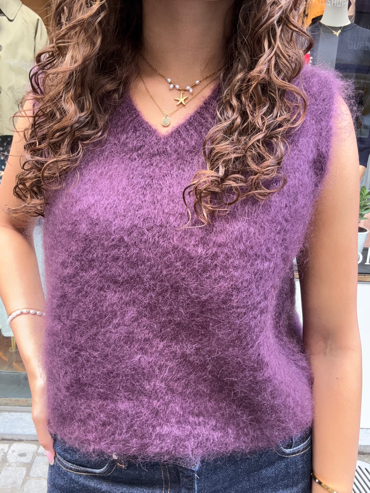 Mohair Debardeur met V hals