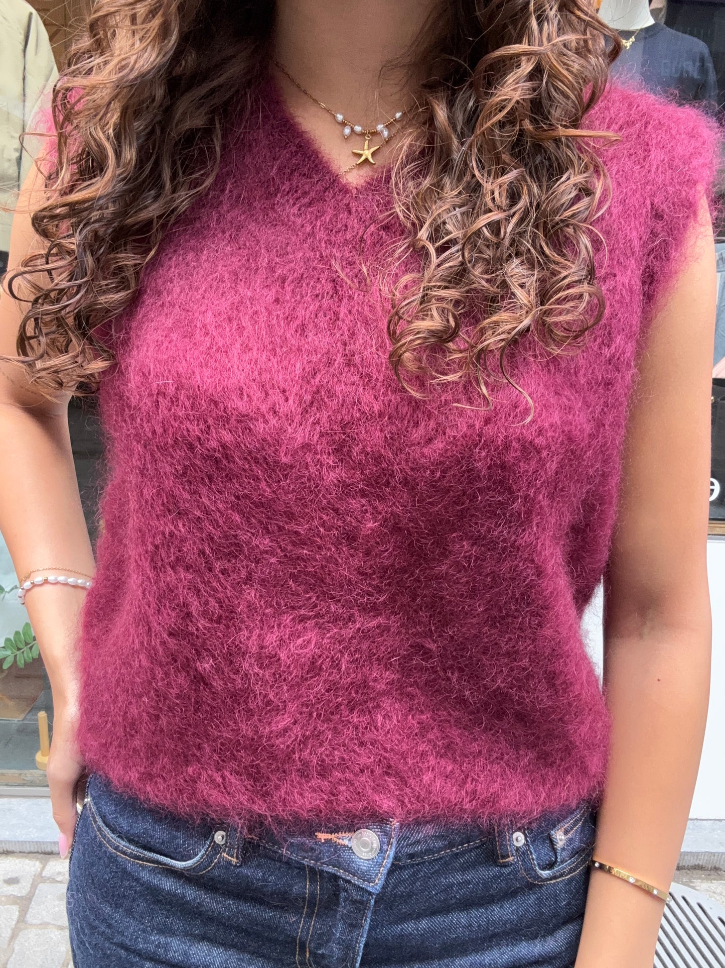 Mohair Debardeur met V hals