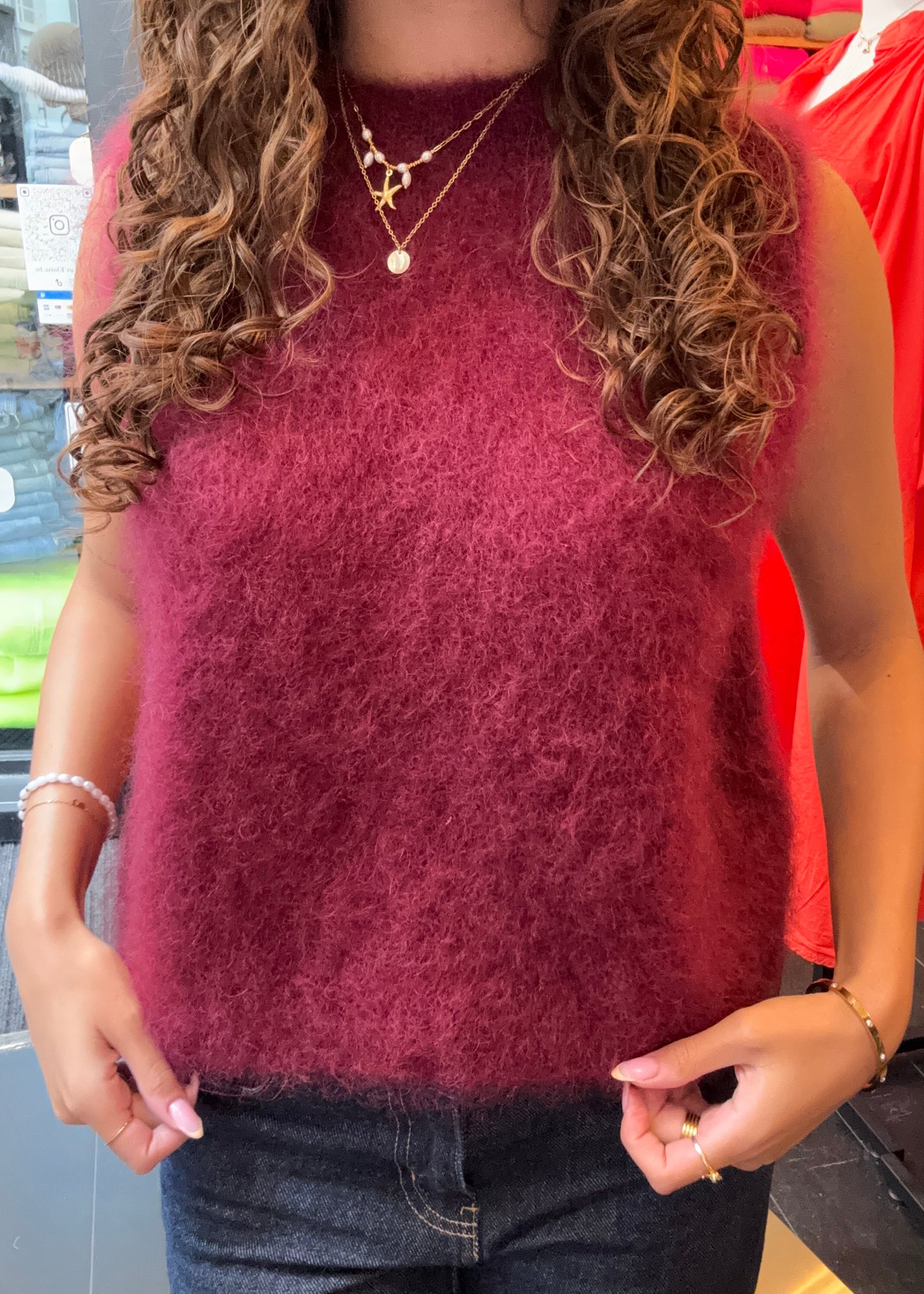Mohair Debardeur met ronde hals