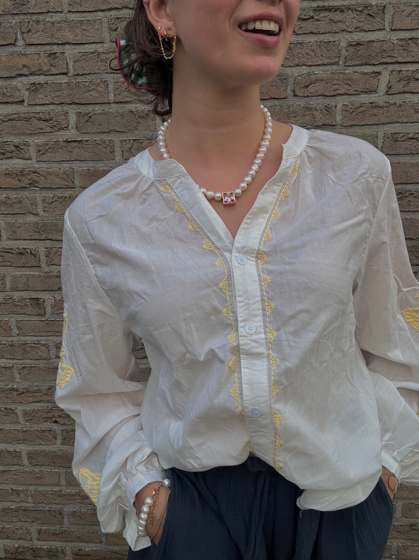 White flora blouse