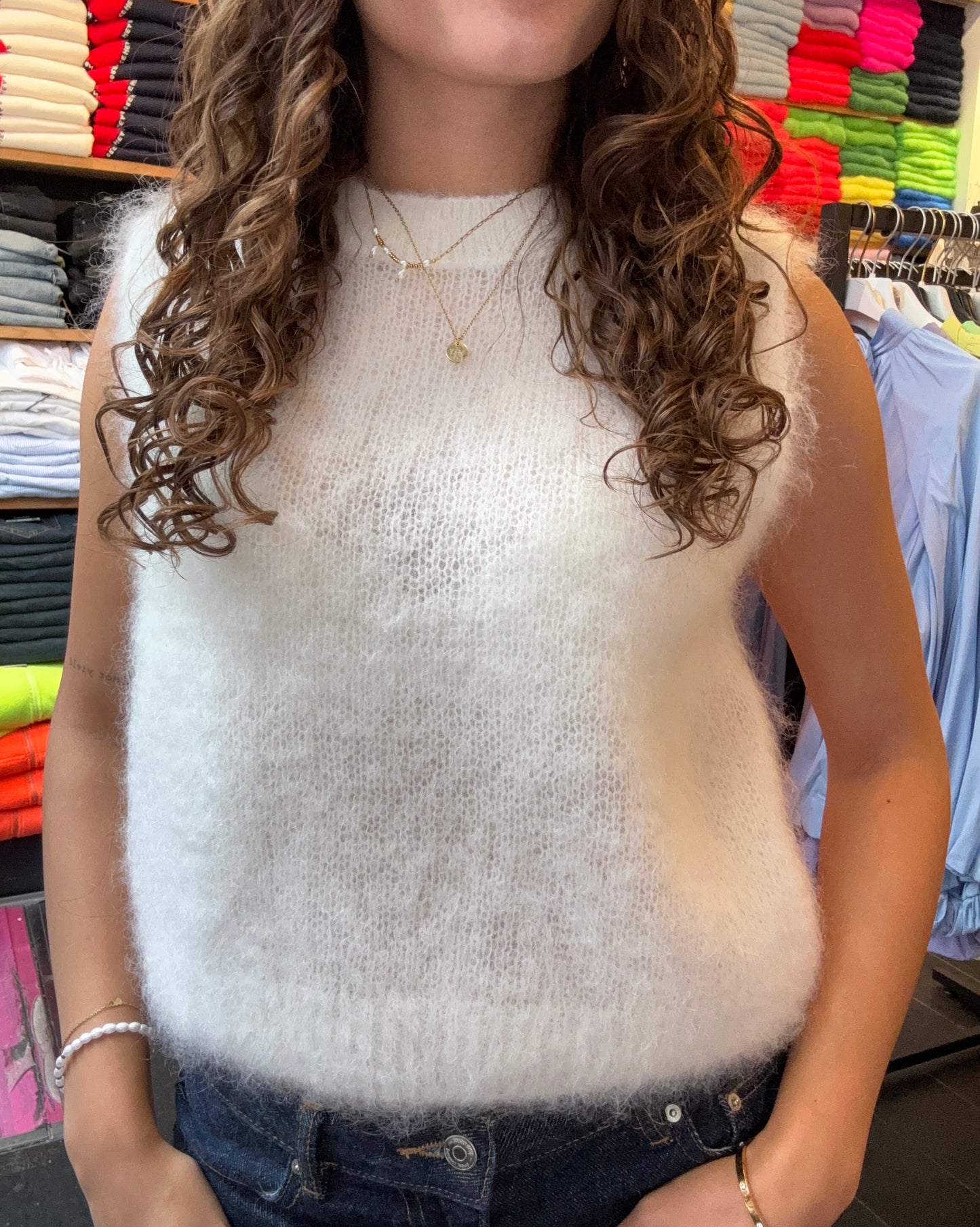 Mohair Debardeur met ronde hals