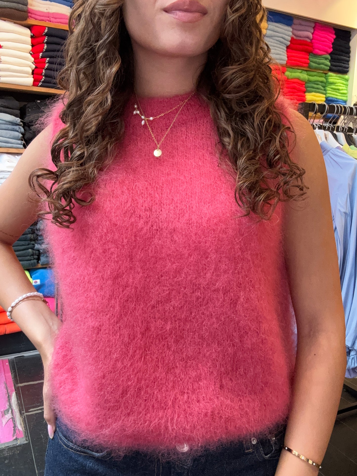 Mohair Debardeur met ronde hals