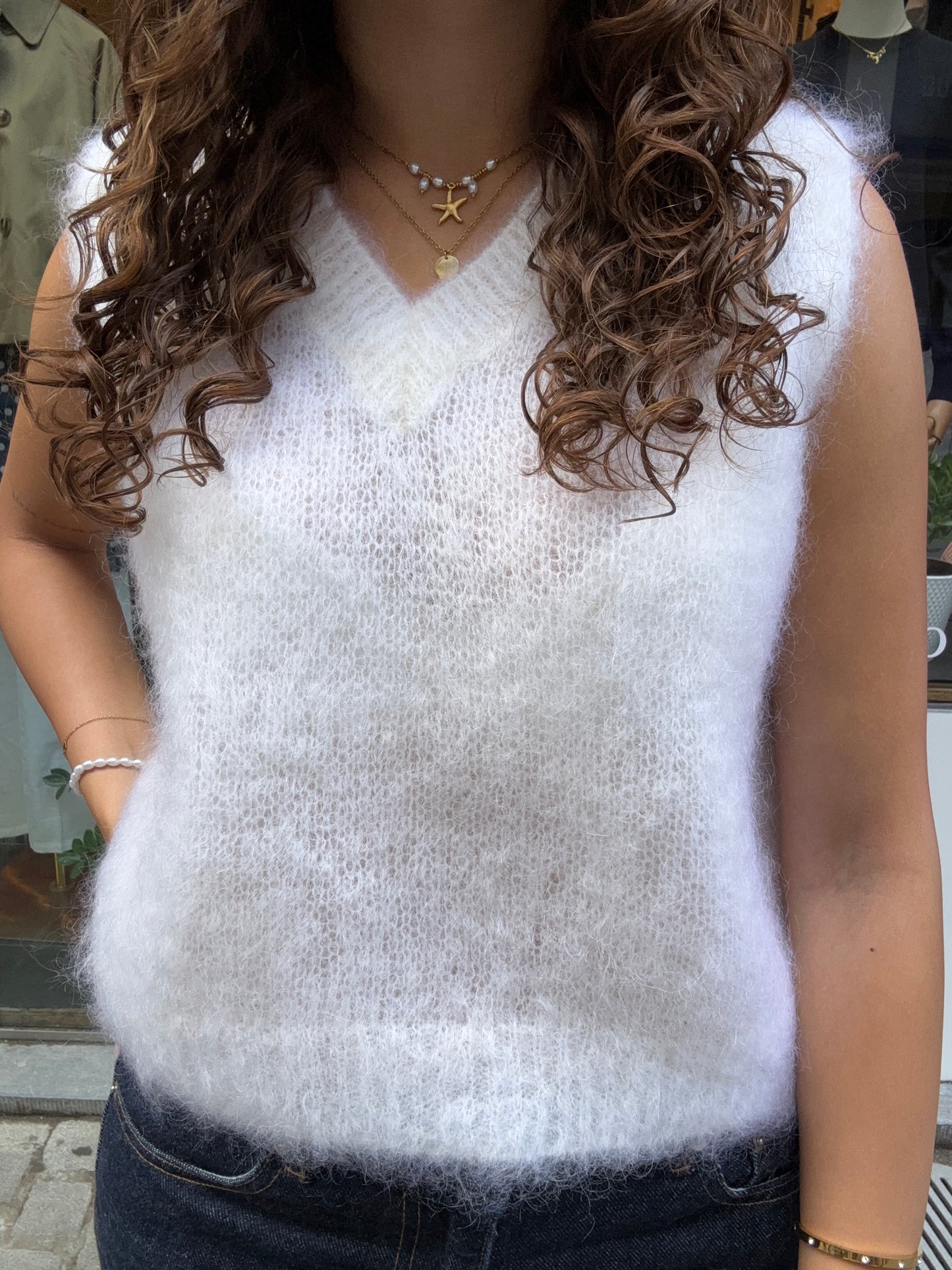 Mohair Debardeur met V hals