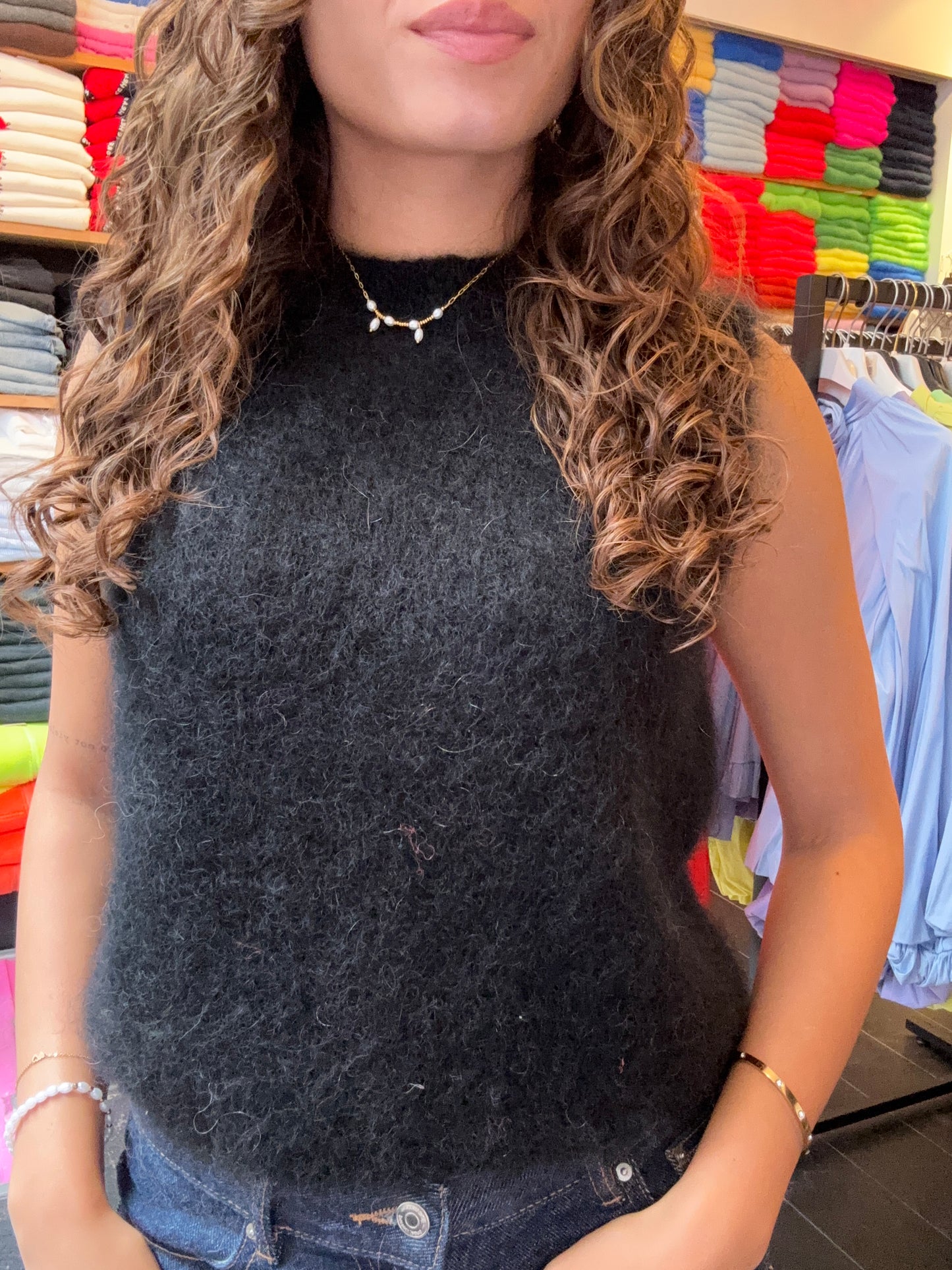 Mohair Debardeur met ronde hals