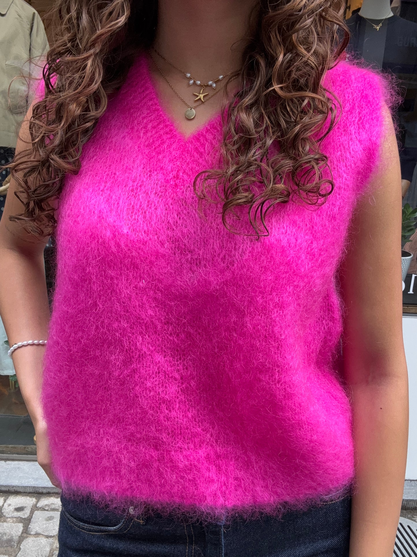 Mohair Debardeur met V hals