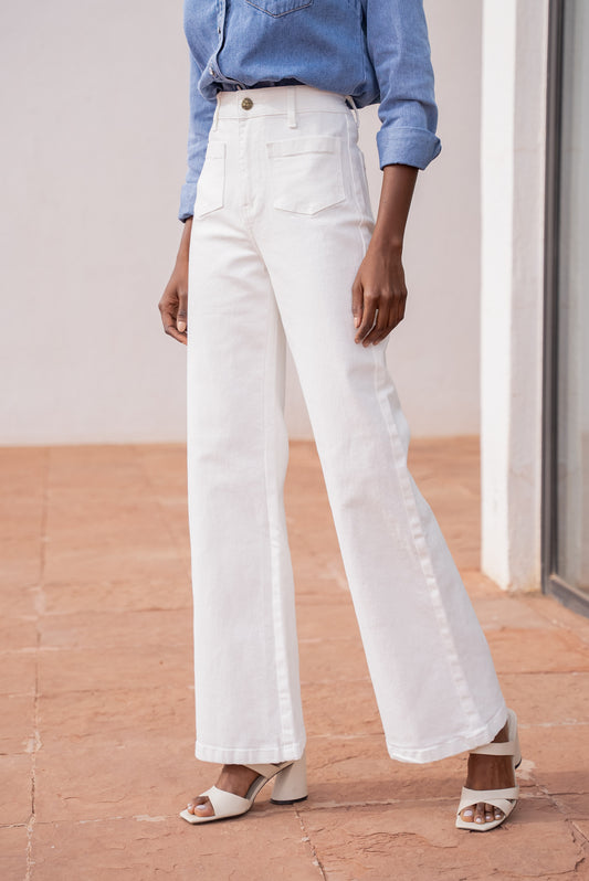 White wide broek